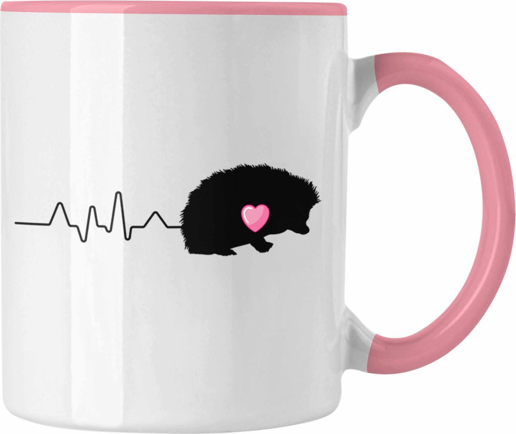 Trendation - Igel Herzschlag Tasse Geschenk Igel-Besitzer Igel-Züchter Geschenkidee (Rosa)
