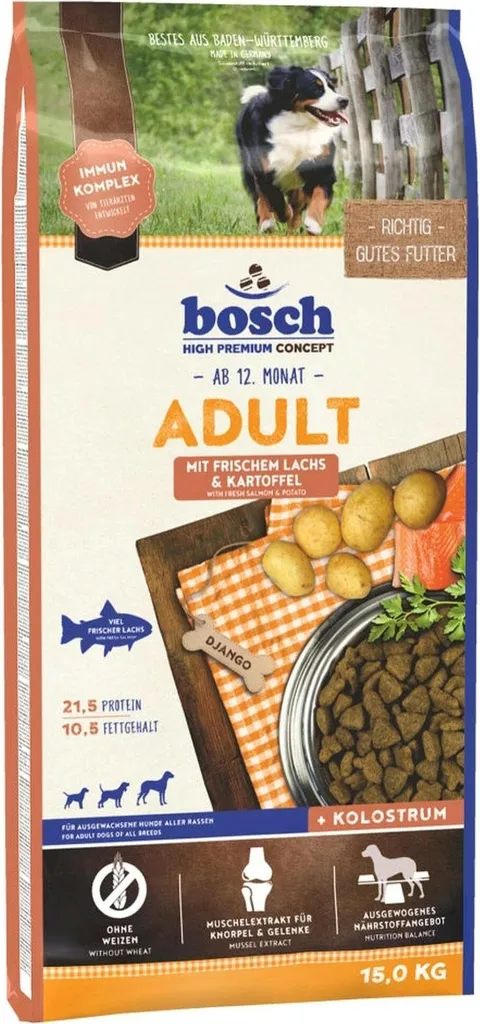 Croquettes Chien Bosch Saumon & Pommes de terre 15kg Sans Gluten Blé