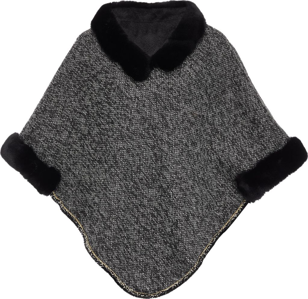 OSHA damen strickponcho - schwarz, M
