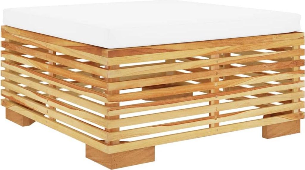 vidaXL Gartenhocker mit Creme Kissen Massivholz Teak