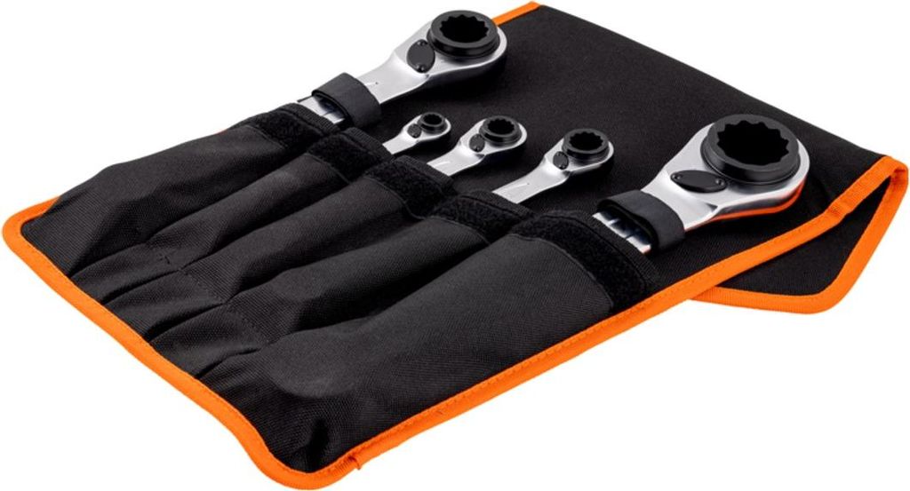 Bahco Vierfach-Knarren-Ringschlüssel-Satz, 5-tlg, Gürteltasche