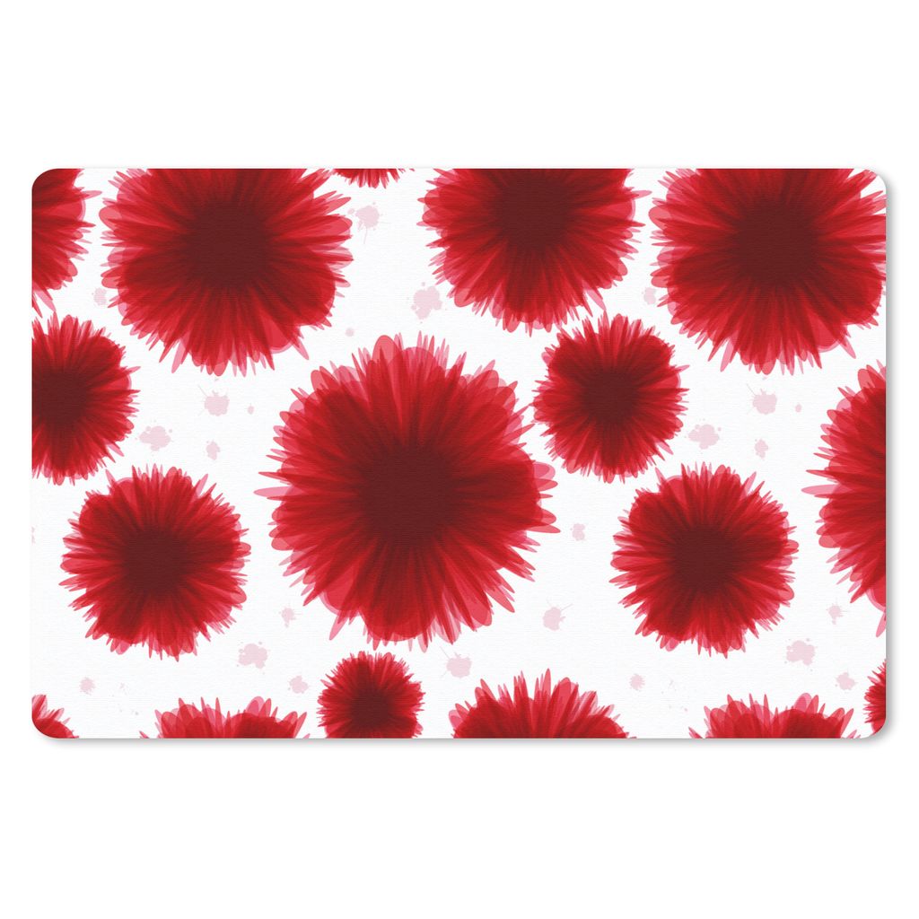 MuchoWow Schreibtischunterlage Aquarellfarbe - Rot - Blumen 60x40 cm - XXL Mauspad - Großes Mauspad