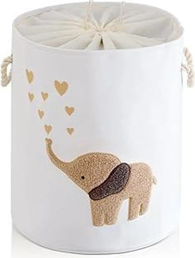 Cestini portabiancheria pieghevoli per cameretta, 58 L extra large Cestino portagiochi Cestino portabiancheria Cestino portaoggetti per bambini con chiusura a cordoncino Decorazione per cameretta Sacchetto portabiancheria per bambini (elefante marrone)