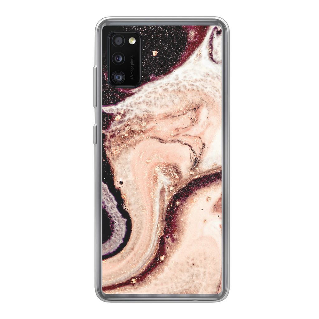 MuchoWow Handyhülle Schutzhülle Hülle für Samsung Galaxy A41 Marmor - Mineralien - Naturstein Silikon Softcase Handy Hülle - Mobiltelefon