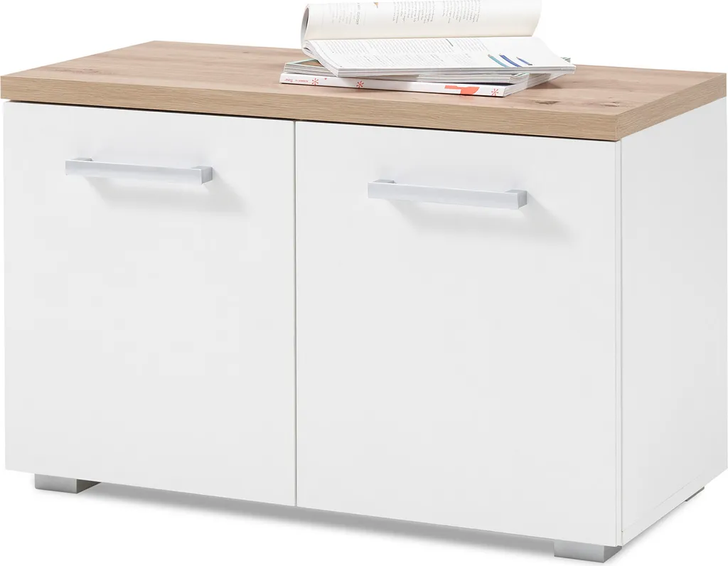 Banc de rangement Greifswald blanc compact 78x50x38 cm pour entrée