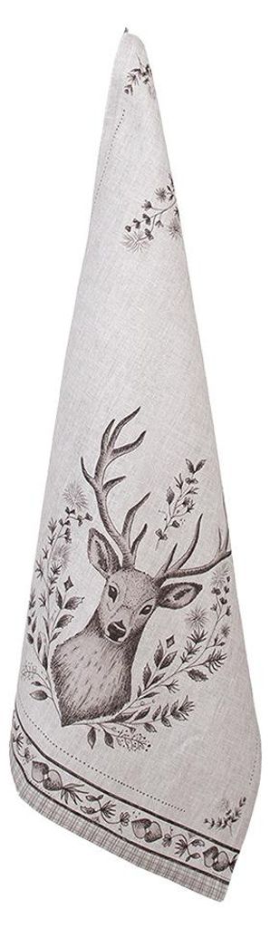 Clayre & Eef Geschirrtuch 50x70 cm Beige Baumwolle Hirsch Produktbild 