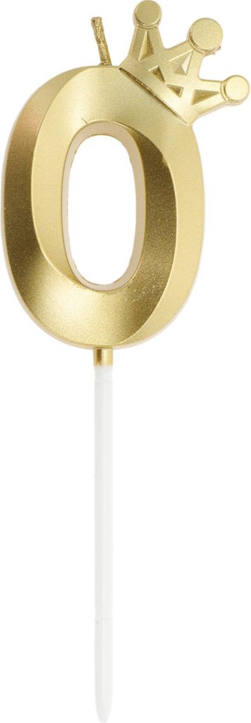 Geburtstagskerzen, 3D-Zahlen-Geburtstagskerzen mit Kronendekoration, Zahlen 0 Geburtstagskerzen für die Dekoration von Geburtstagstorten, Goldton