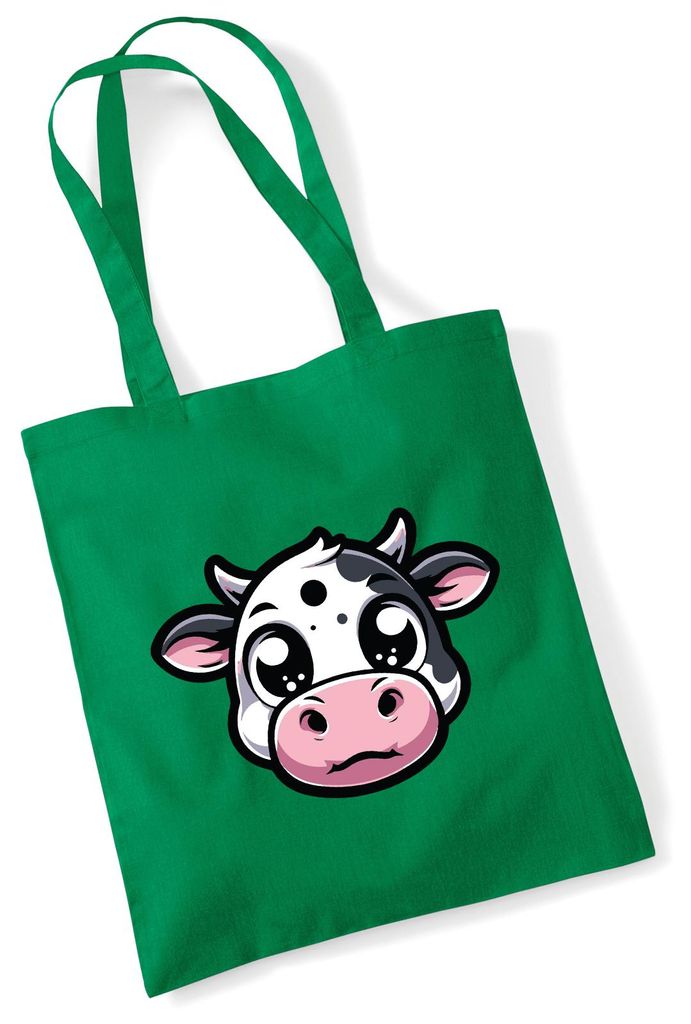 Huuraa Jutebeutel Comic Kuh Kälbchen 10 Liter Kelly Green Baumwolle Tasche Geschenkidee
