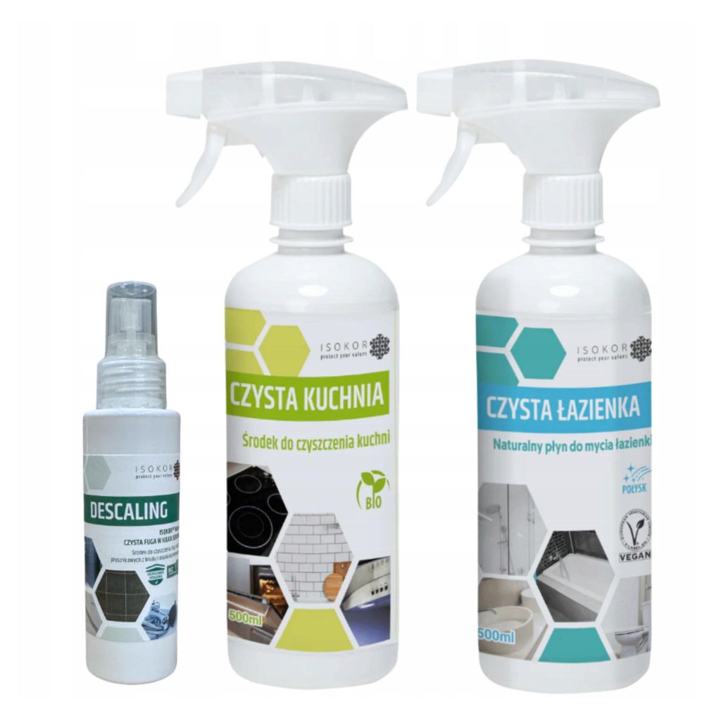 ISOKOR | Küchen- & Badreiniger Set | 500 ml Küche + 500 ml Bad + 100 ml Descaling | Natürlich & Vegan