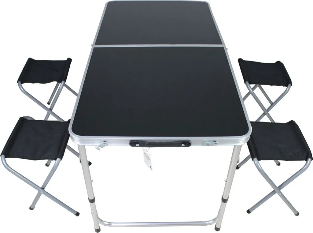 Table de camping mallette alu : Fini l'encombrement avec 4 tabourets