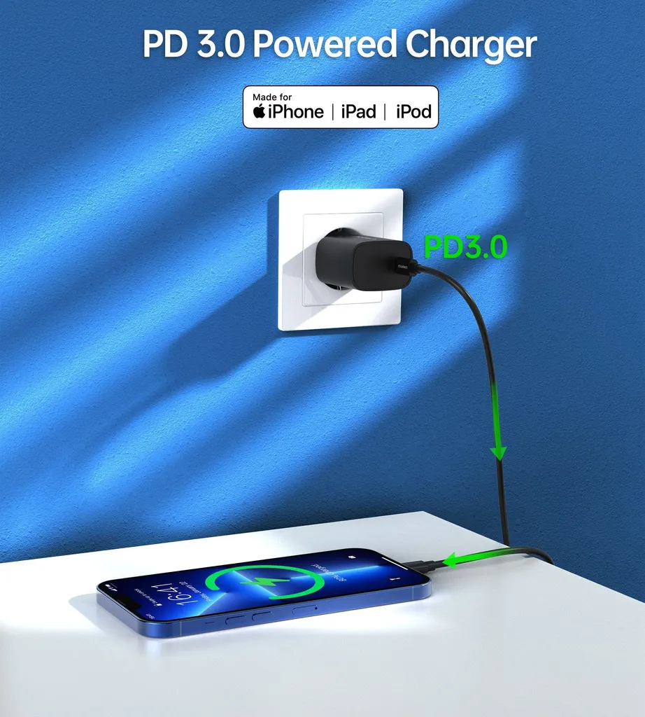 Pack de Charge Rapide pour iPhone avec Prise USB-C 20W et Câble MFi