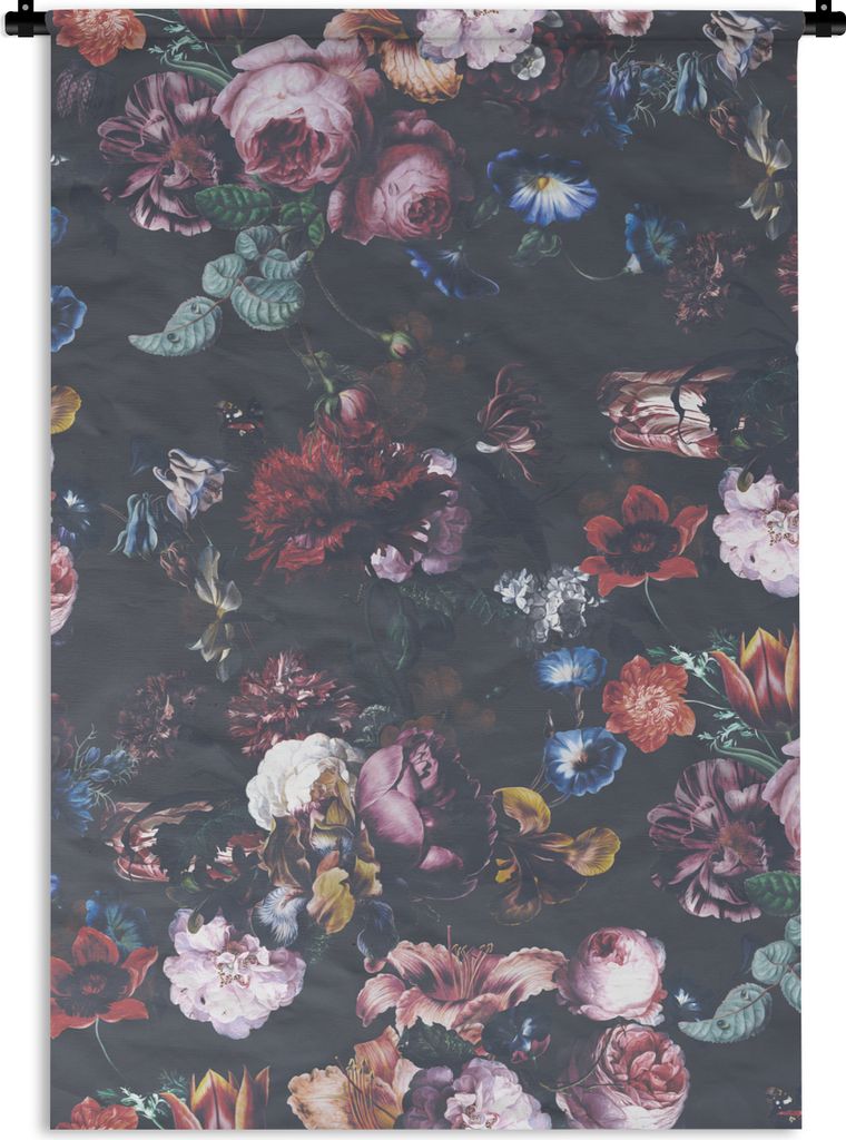 MuchoWow Wandteppich Wandbehang Vintage - Kunst - Blumen 90x135 cm Tapisserie Dekoration Wandtuch - Baumwolle - Wandskulptur