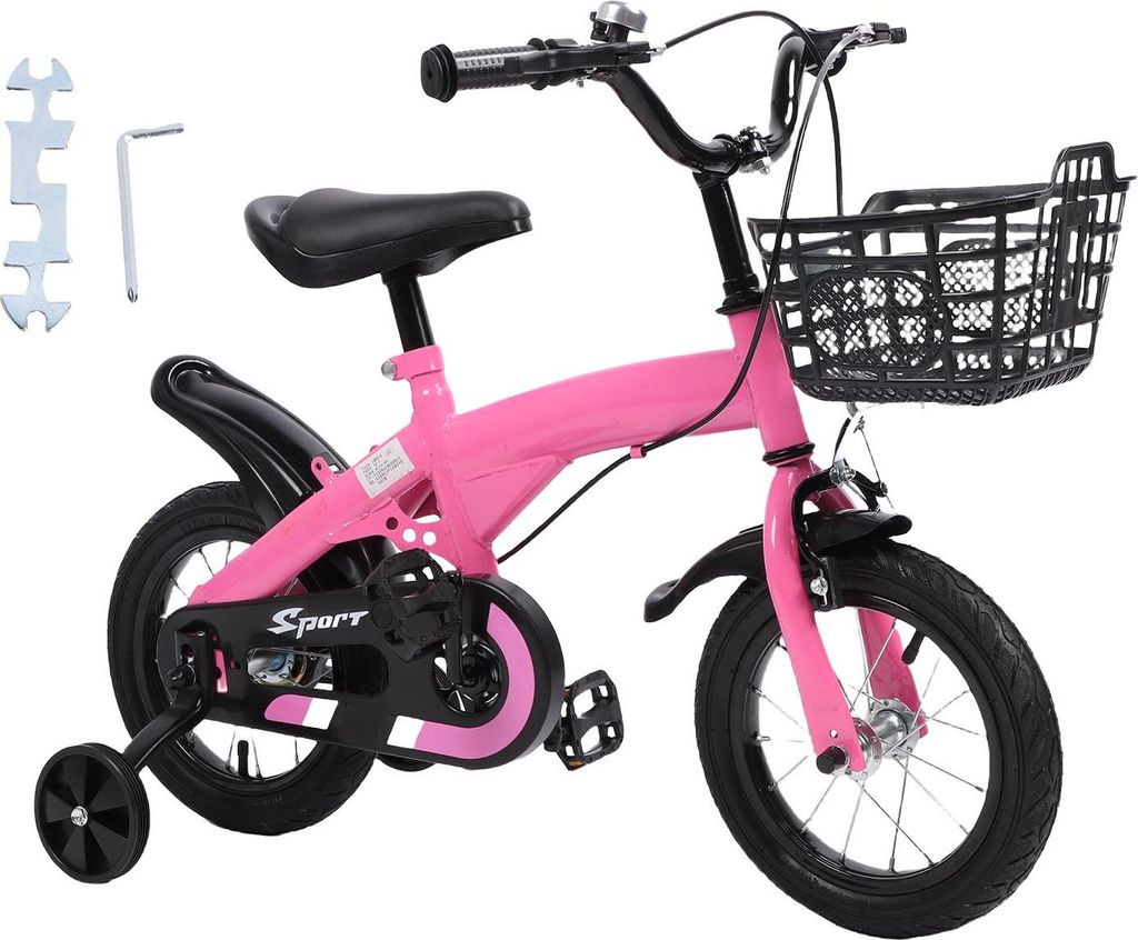 Kleinkindfahrrad 12 Zoll rosa Farbe Verstellbares Polster und Lenkerhöhe 3-10 Jahre alt Kinder-Lernrad für draußen