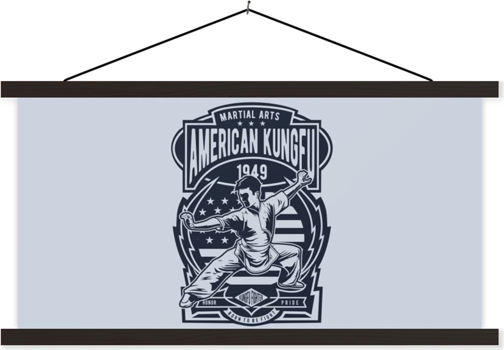 MuchoWow Textilposter Sport - Kampfsport - Amerika - Vintage 150x75 cm mit schwarzem Rahmen - Posterleiste