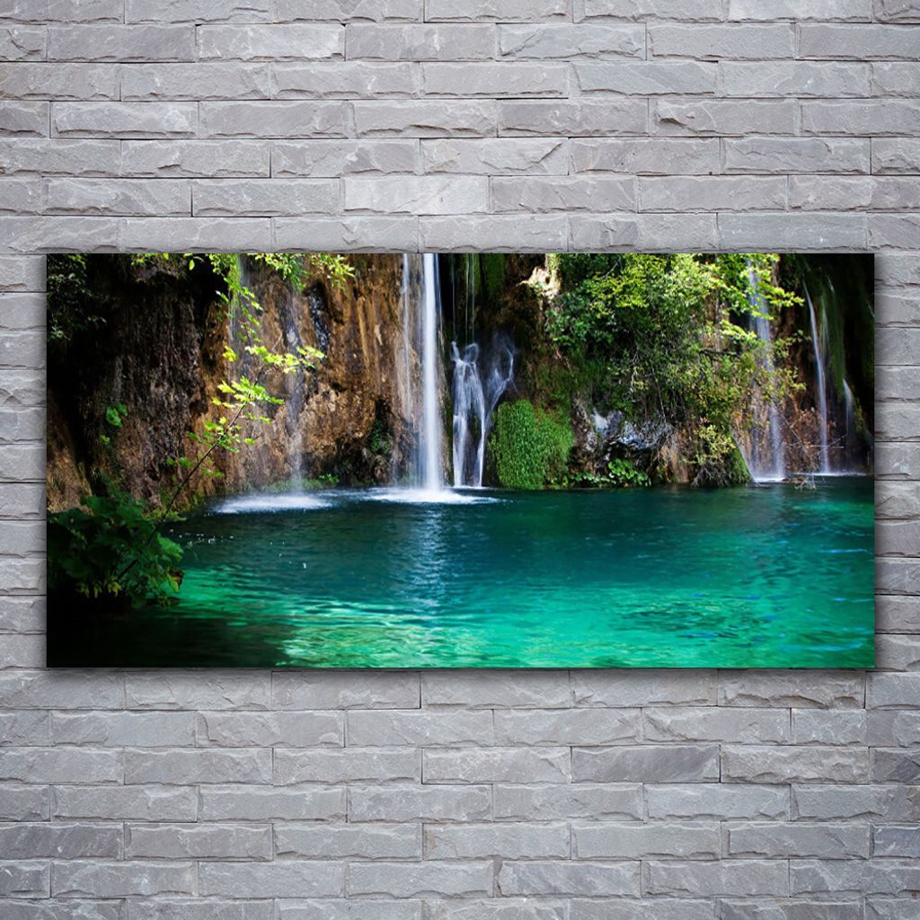 Glasbilder Wandbild Druck auf Glas 120x60 Gebirge Wald See Steine Landschaft 