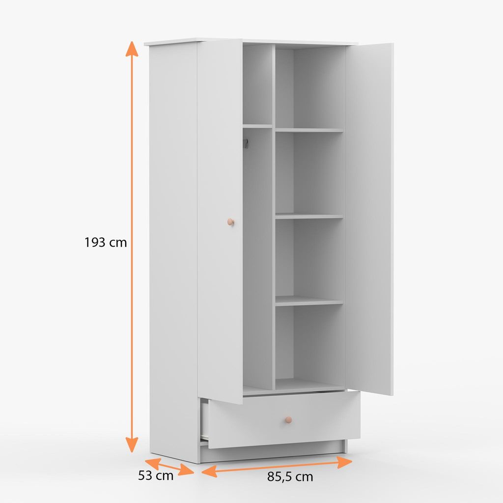 Kinderkleiderschrank Drehtürenschrank Schrank 85 cm