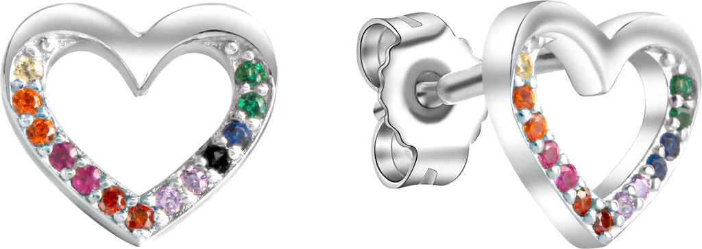 V Ohrstecker 925/- Sterling Silber 0,8cm weiß Kristall bunt 064220025