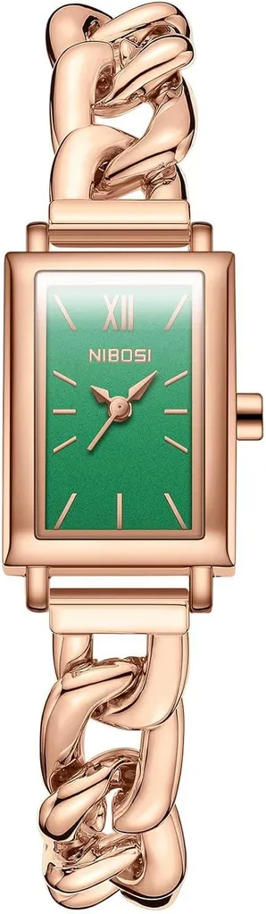Orologio Minimal Donna Rettangolare | Doppia Catena Acciaio Inox