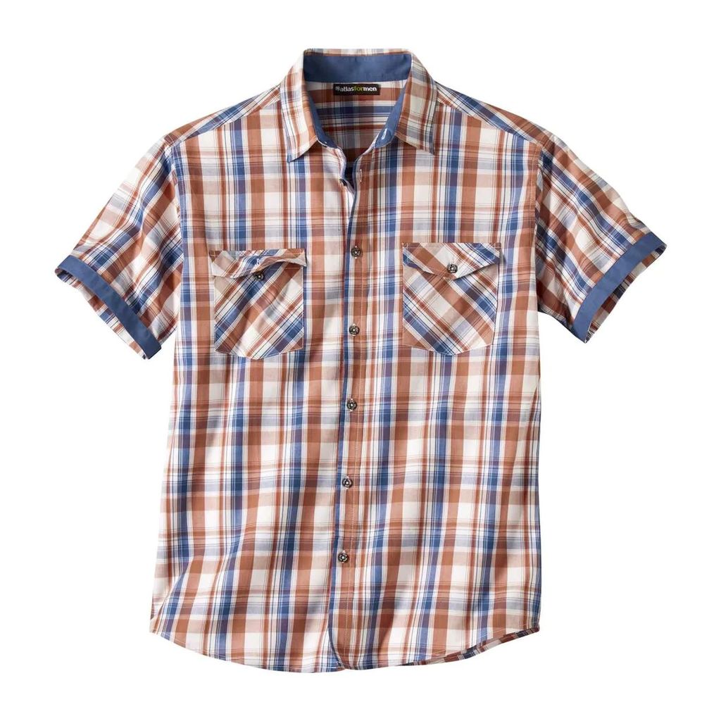 Atlas For Men - Hemd für Herren AF190 (4XL) (Ecru/Ziegelrot/Blau)