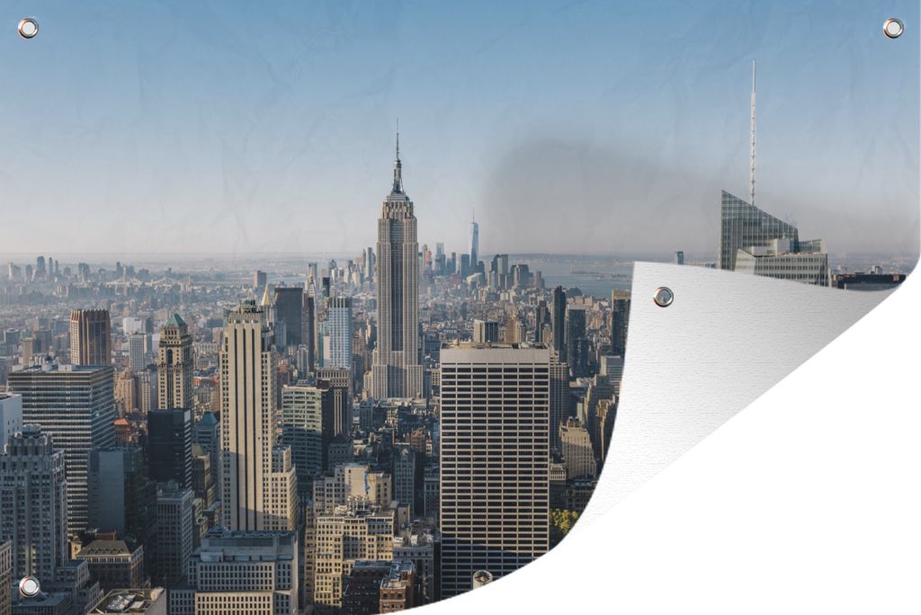 MuchoWow 60x40 cm Outdoor-Poster Gartendeko Sichtschutz Garten Poster für den Garten Großartige Aussicht auf Manhattan und das Empire State Bu...