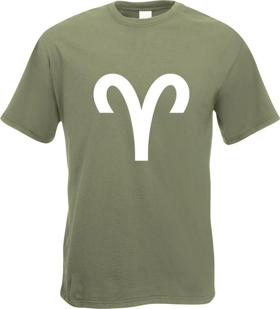 Kiwistar - T-Shirt - Olive - Widder Sternzeichen Motiv Bedruckt Funshirt Design Print - mit Motiv Bedruckt - Funshirt Design - Sport - Freizeit - H...