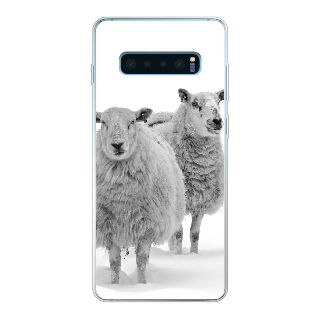 MuchoWow Handyhülle Schutzhülle Hülle für Samsung Galaxy S10 Lite Schafe - Schnee - Weiß Silikon Softcase Handy Hülle - Schutz