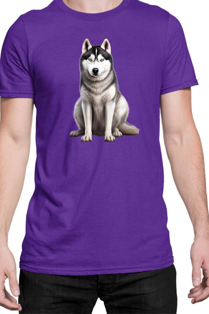 Herren T-Shirt Dogs Breeds Siberian Husky Dog Breed 006, Man S / Lila