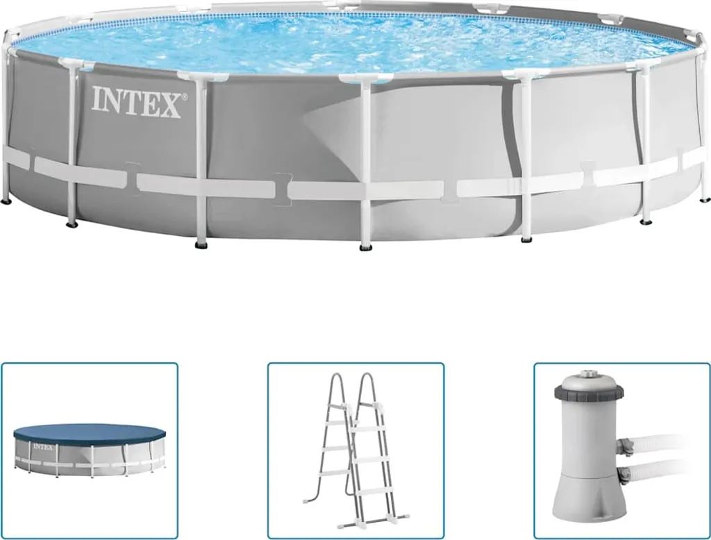 Piscine Facile à Monter INTEX Prism Frame 427x107 cm Kit Prêt à l'Eau