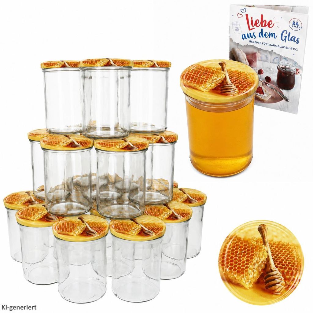 50er Set Honigglas 435ml Einmachglas TO82 Deckel Carino Produktbild 
