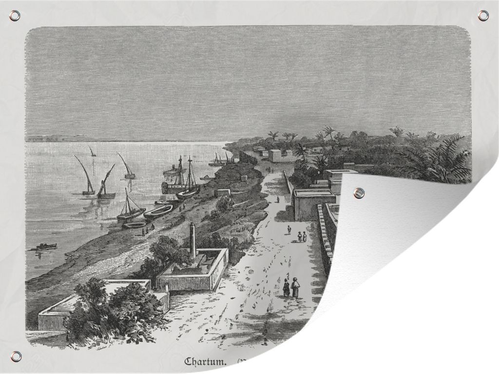 MuchoWow 40x30 cm Outdoor-Poster Gartendeko Sichtschutz Garten Poster für den Garten Historische Abbildung von Khartoum im Sudan