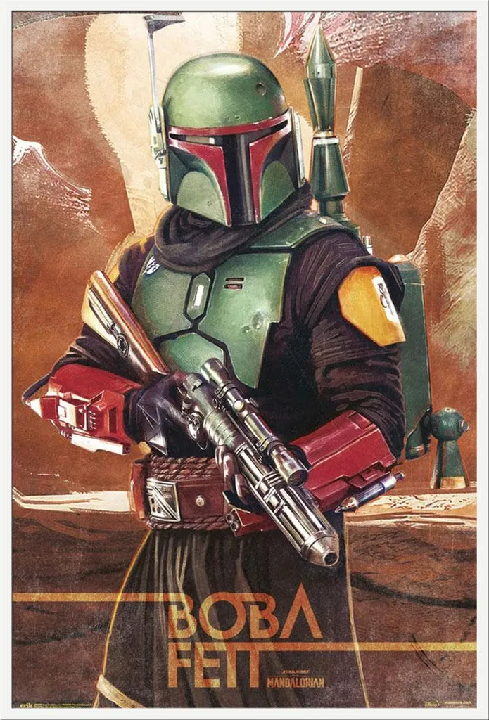 Affiche Star Wars Boba Fett 61x91,5 cm avec Cadre en Plastique Blanc
