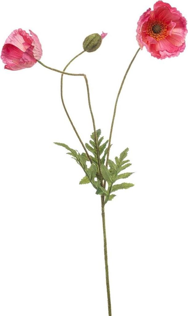 artplants.de Kunst Zweig Mohnblume SCHUNRA, rosa, 75cm - Deko Mohnblumenzweig