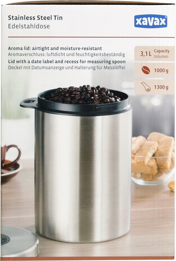 RVS koffiebus, 1 kg inhoud, bewaardoos Productafbeelding 