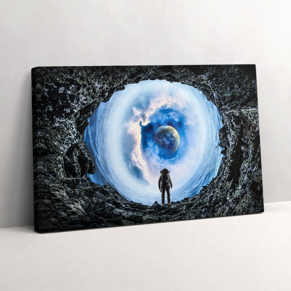 Weltraumloch und Astronaut – Leinwandbild Wandbild – 60x40 cm – Leinwandbilder – Wandbilder – Schlafzimmer – Flur