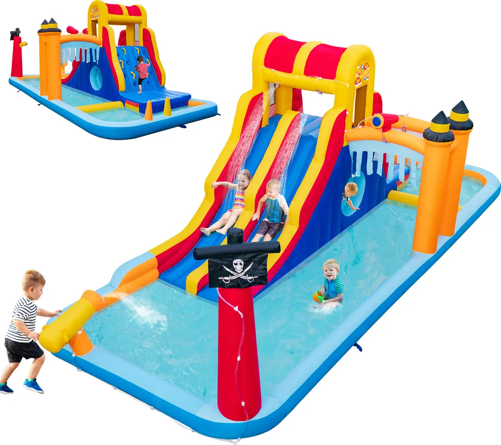 Parc Aquatique Gonflable pour Enfants avec Pataugeoire et Mur d'Escalade