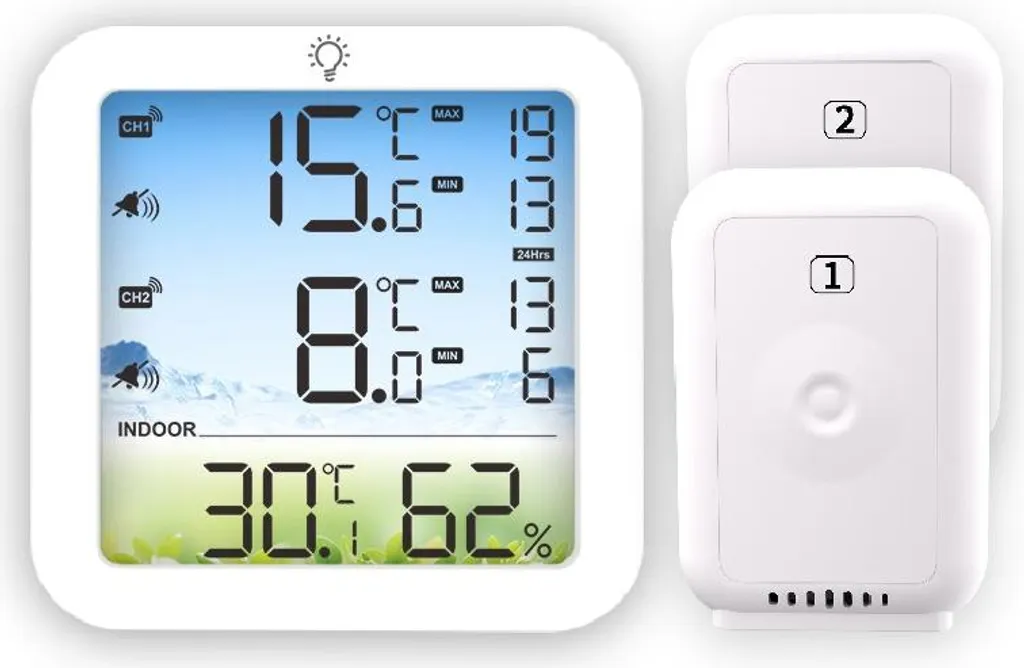 INF Thermomètre Frigo Numérique ABS avec 3 Capteurs Intérieur Extérieur