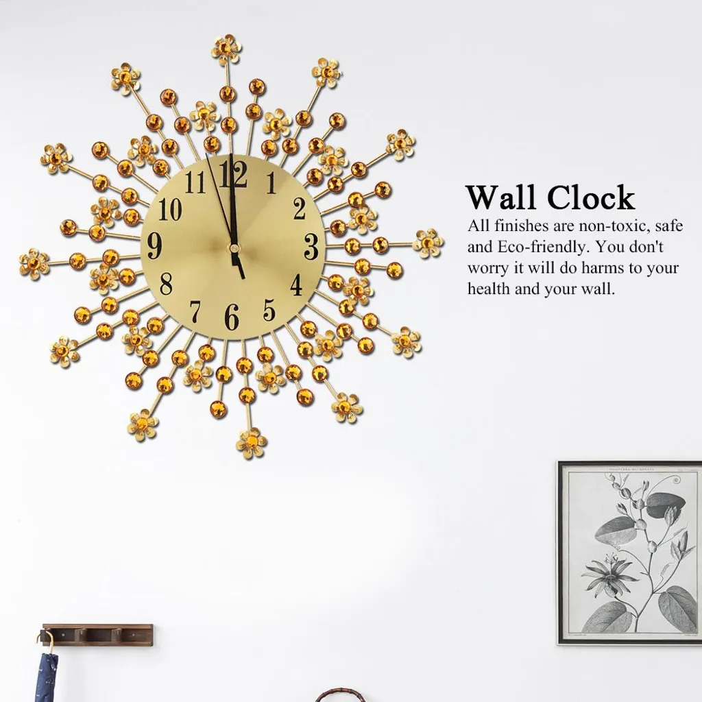 Horloge murale silencieuse fleur en fer pour décorer sans bruit 60cm
