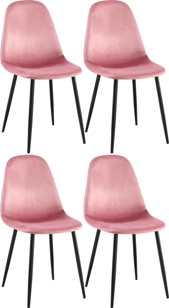 CLP 4er Set Esszimmerstühle Napier gepolstert bis 150 kg belastbar pink Material Samt