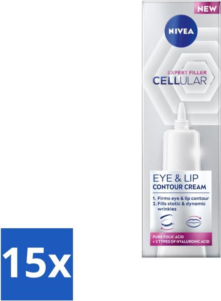 NIVEA – Augencreme – CELLular Expert Filler Anti-Aging – Für alternde Haut – Mit Hyaluronsäure & reiner Folsäure – 15 ml - Vorteilspac...