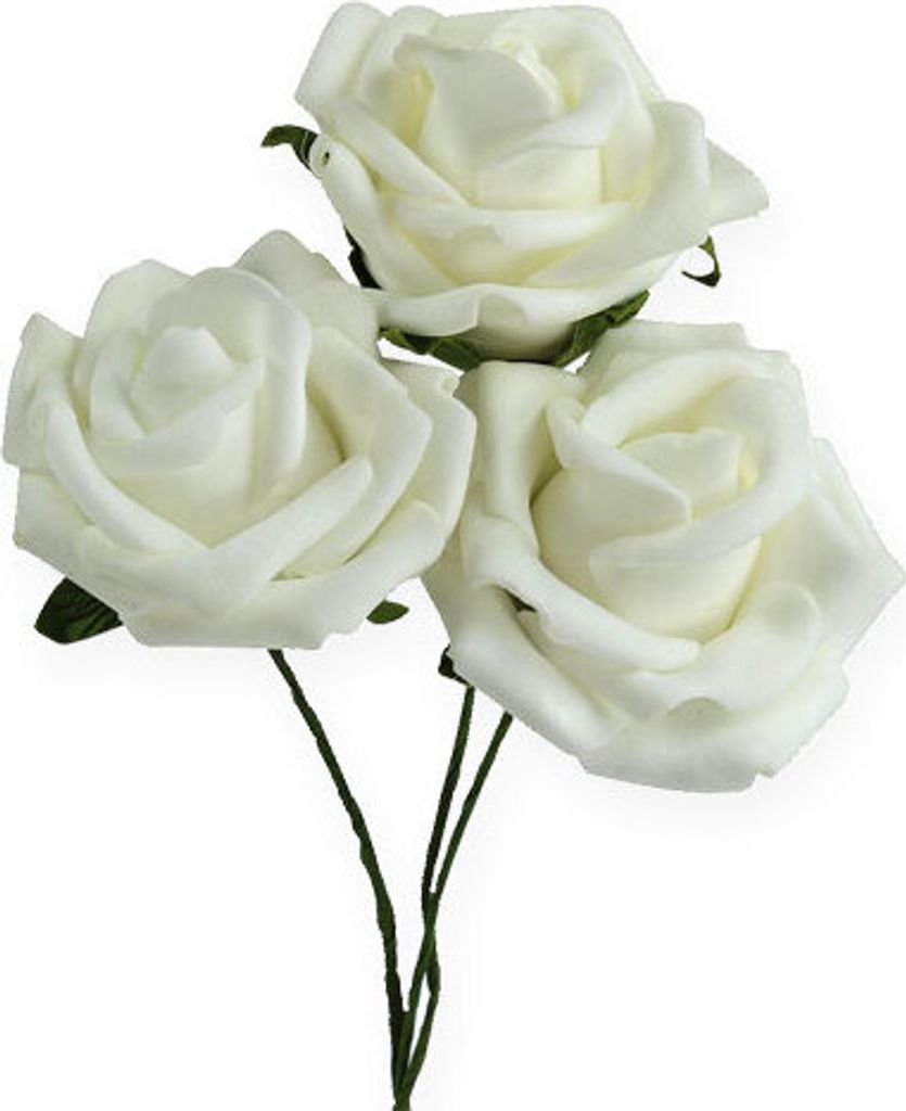 Foam-Rose Ø6cm Weiß 27St – Hochzeit, Tischdeko, Blumendeko, Kunstpflanze, 27 Stück