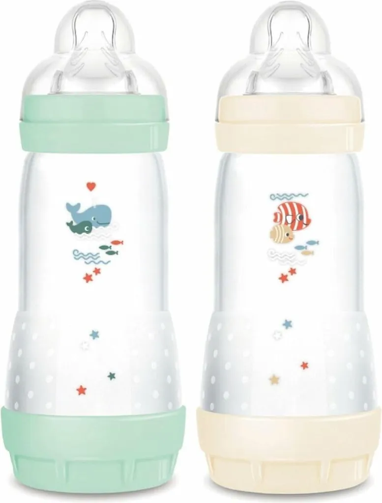 Biberon Anti-Colique MAM Sea Vert et Beige pour Soulager les Gaz de Bébé