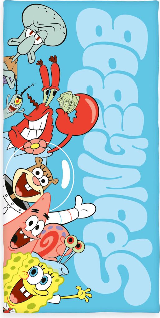Herding Badetuch SpongeBob Schwammkopf, 75 x 150 cm, Kleines weiches Kinder-Handtuch für Bad und Strand, 100% Baumwolle