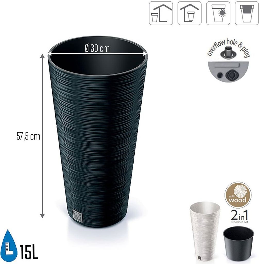 Prosperplast 15l Furu Collection 30x30x57.5 Cm Blumentopf Produktbild 2