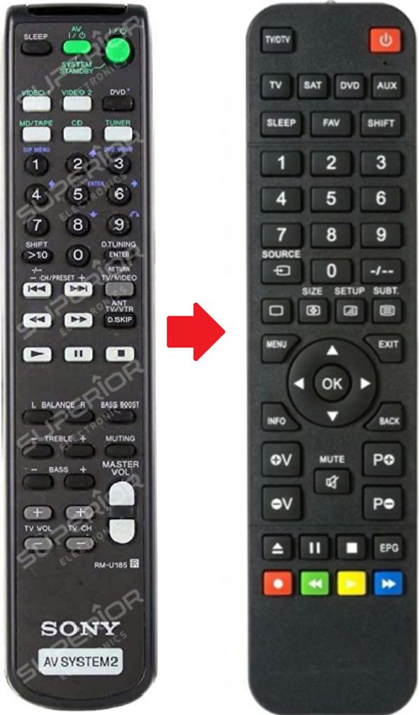 Ersatz Fernbedienung für Sony STR-DE185 | STR-DE197 Produktbild 