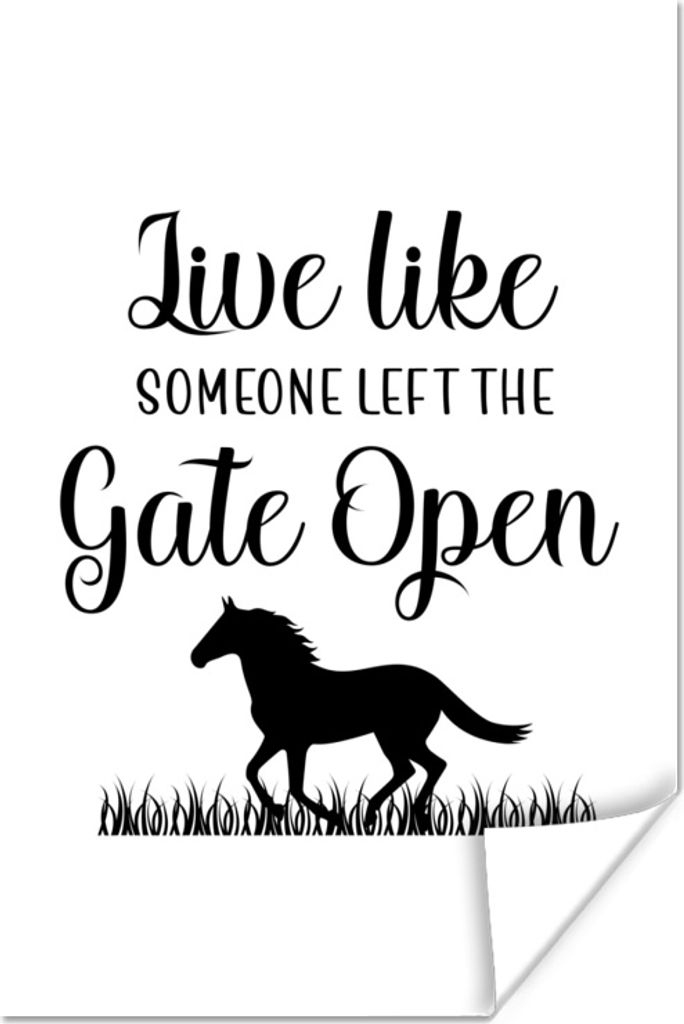MuchoWow Poster Pferd - Zitate - Einfach - Schwarz - Weiß 60x90 cm - Wanddekoration