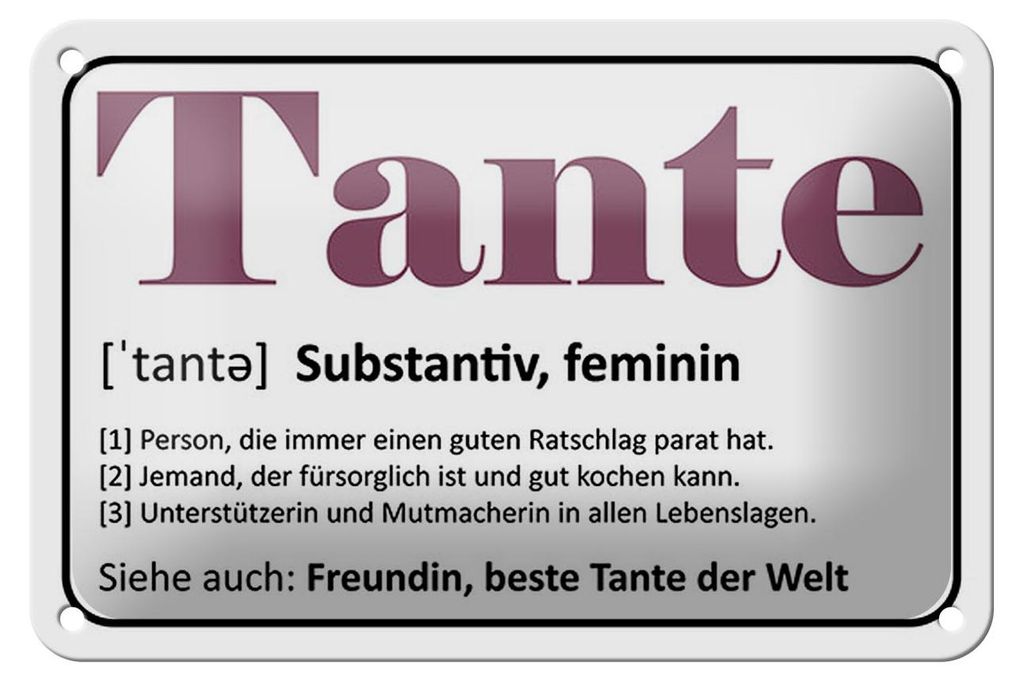 Blechschild Spruch 18x12cm Tante Freundin beste Tante Welt
