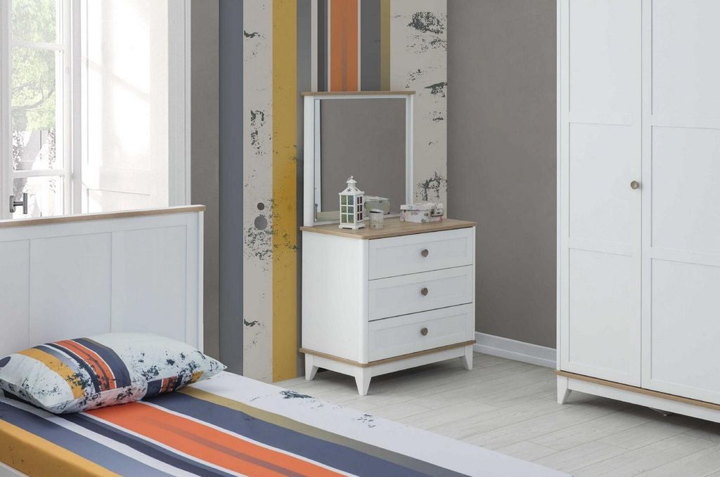 Kommode mit Spiegel Kommodenschrank Holz Kinderzimmer Weiß Holzschrank