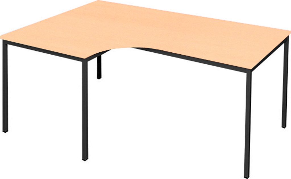 Freiformtisch, Winkel links, 750 x 2000 x 800/1200 x 800 mm, tiefschwarz/buche