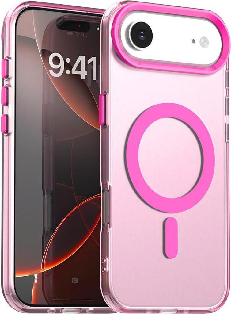 Handyhülle für iPhone Air, Hülle Kompatibel mit MagSafe, Schlank Durchscheinend Matt Stoßfest Schutzhülle Rot