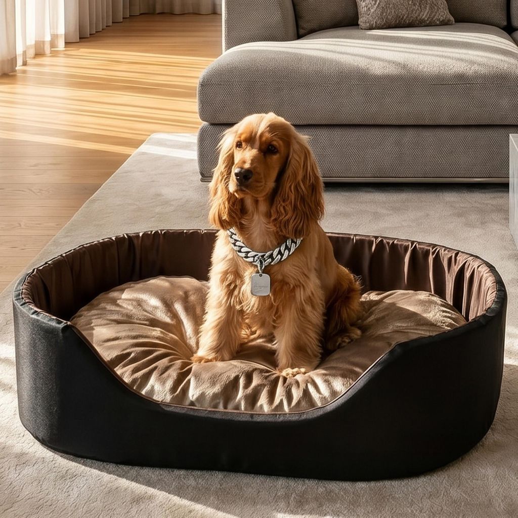 Best for Pet Hundebett Gemütliche Hundehütte mit Kissen für kleine Haustiere–bequem&waschbar | SchwarzBraun, 58x47